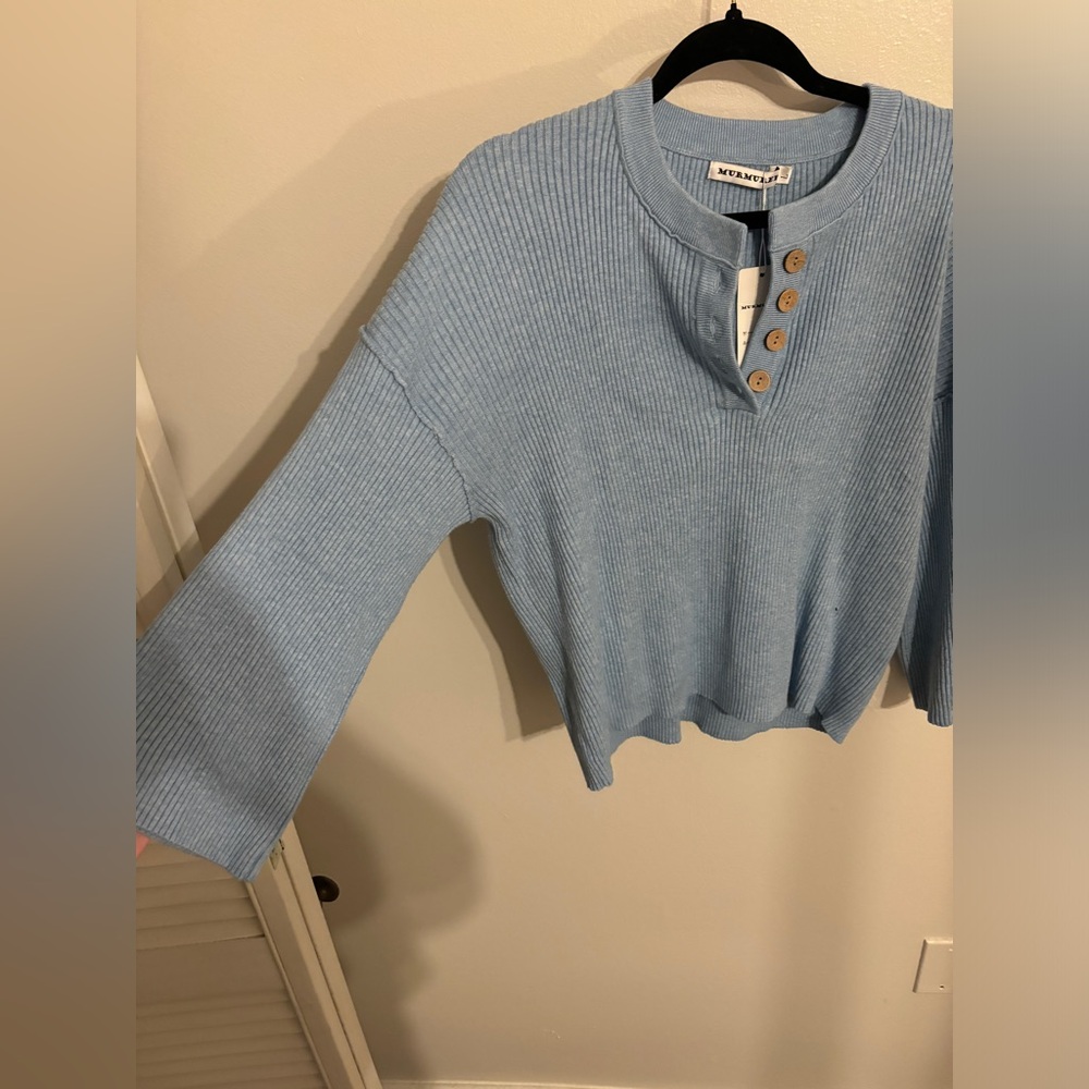 Soft blue henley sweater